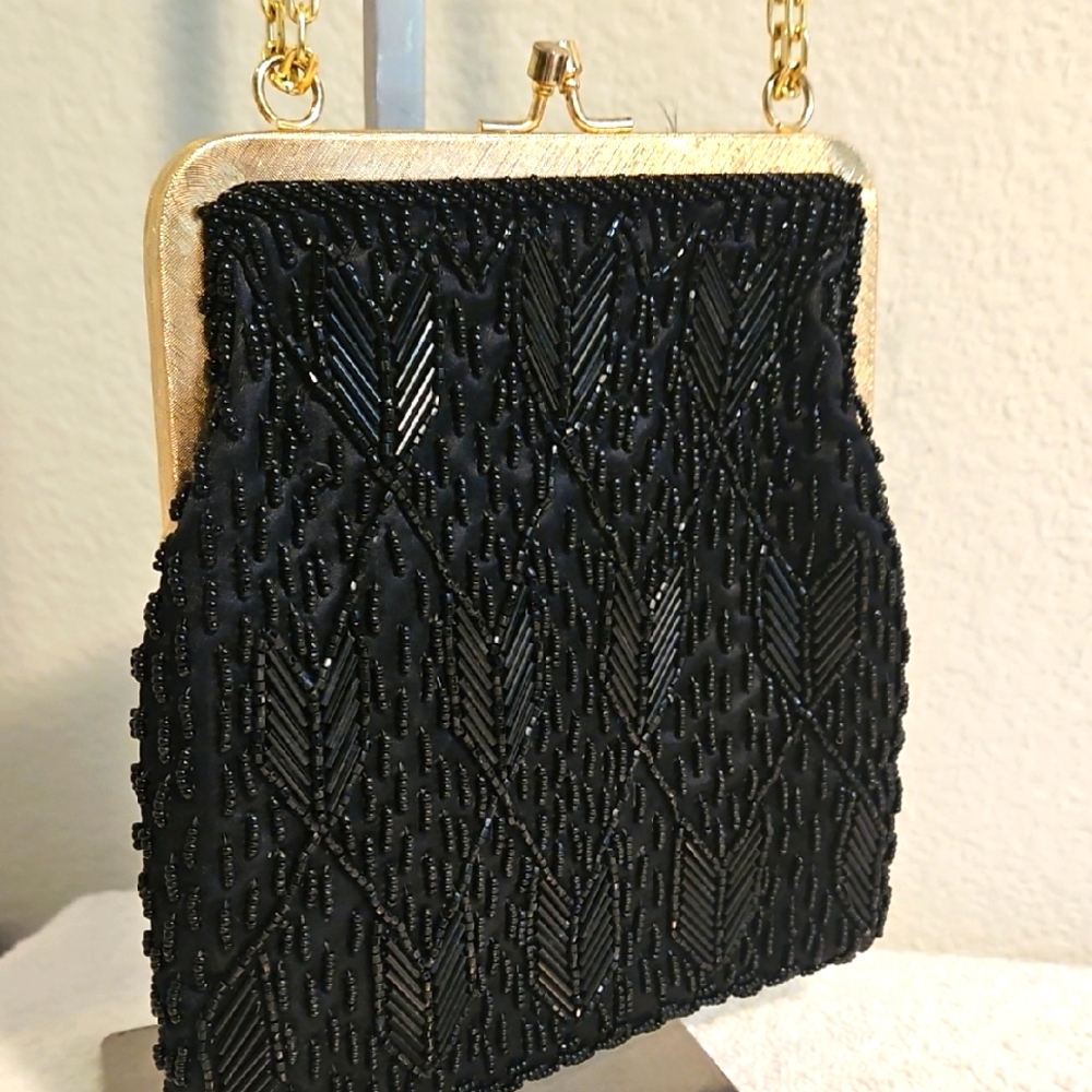 Elegant Black Beaded Evening Bag